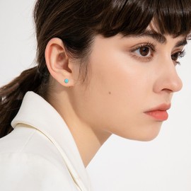 Turquoise Earrings for Women, Gold Turquoise Jewelry Hoop Earring Stud, Small Christmas Mothers Day Gifts for Women Mom, Anniversary Birthday Gifts for Her