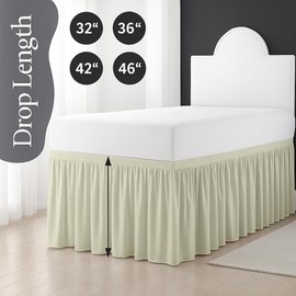 Cottingon Dorm Bed Skirt Twin XL 46" with Split Corners, 100% Microfiber Soft and Stylish, College Room Essential, Extra Long Dust Ruffle for Extended Beds, Ivory