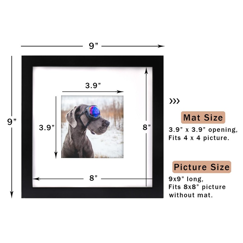 Black 8x8 Picture Frames Set of 2 Display Pictures 4x4