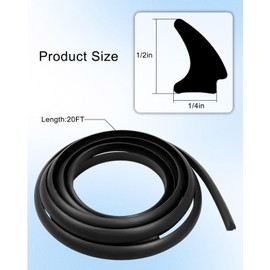 RV Window Seal Weather Strip 1/2'' x 1/4'', Noise Reduction Dustproof Weatherstrip Window Locking Gasket, Window Edge Rubber Seal Trim for Automotive RV Boat Camper Car, 20 Ft