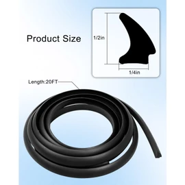 RV Window Seal Weather Strip 1/2'' x 1/4'', Noise Reduction Dustproof Weatherstrip Window Locking Gasket, Window Edge Rubber Seal Trim for Automotive RV Boat Camper Car, 20 Ft
