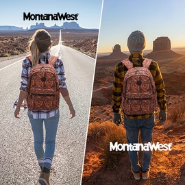Montana West Western Backpack Purse for Women Waterproof Rucksack Casual Daypack for College Laptop Travel MWB-1010-BR