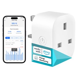 Meross Smart Plug with Energy Monitoring, Mini WiFi Plug Compatible with Alexa, Google Home and SmartThings, Remote Control Timer Socket, No Hub Required, 13A, 1 Pack