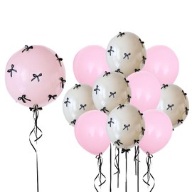 Pink Bow Party Decorations Black Bow Balloons BoBo Balloons for Coquette Theme Party Girl Birthday Party Bridal Shower Bridal Engagement Party Bachelorette Party Decorations