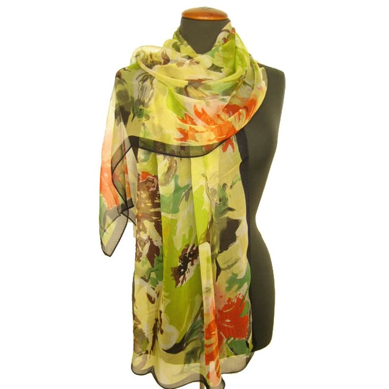 nella-mode Beautiful Silk Scarf in Floral Design 100% Silk Approx.