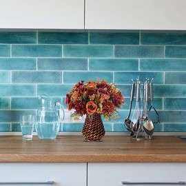 Homsunny Fall Artificial Flowers in Vase, Silk Flowers Arrangements, Fake Rose Bouquets with Vase for Home Office Dinning Room Table Kitchen Desktop Decoration (Brown)