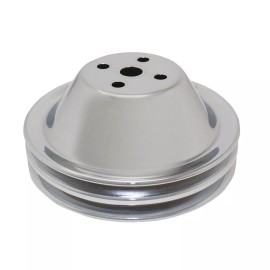 Unbranded SB Chevy Chrome Steel 2 Groove Short Water Pump Pulley 283 327 SBC 1955-1968 SWP