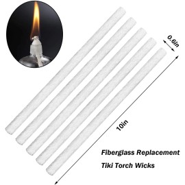 EBaokuup 14 Pcs Long Life Fiberglass Replacement Wicks,10'' Lighting Torches Wic