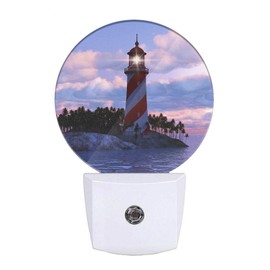 EKOBLA Nautical Lighthouse Night Lights Plug into Wall Lighthouse Sunset Coastal Seaside Night Light Dusk to Dawn Sensor LED Lamp for Bedroom Bathroom Stairway Living Room Kitchen