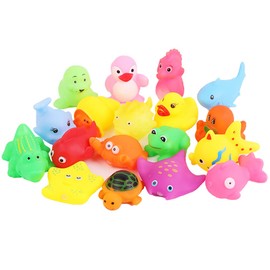 18 PCS Preschool Bath Toys Set for Toddlers Kids 1-3 2-4, Rubber Cute Sea Animals, Rubber Duck Toy for Infants 6-12 Months, Bathtub Toys for 1 Year Old,Baby Pool Floating Toy for Kids Party Decoration