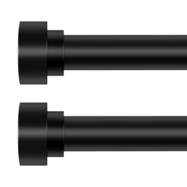HEI! DEAR Curtain Rod 2Pack,Black Curtain Rods 72 to144 Inch(6-12ft),1Inch Heavy Duty Curtain Rods,Adjustable Curtain Rod,Modern Decorative Drapery Rods,Telescoping Window Curtains Rods 72-144", Black