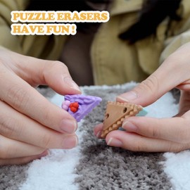 Novelty Rubber Erasers,30 pcs Food Pencil Erasers Puzzle Rubbers Cute Party Erasers Children's Dessert Erasers for Kids Party Bag Fillers