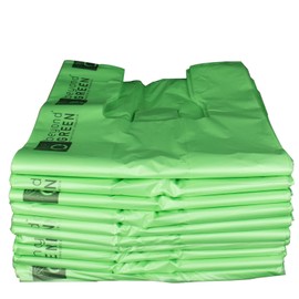 beyondGREEN Plant-Based Large Take Out/Grocery/Multi-Purpose Bags with Handles - 500 Bags - 10" x 20"