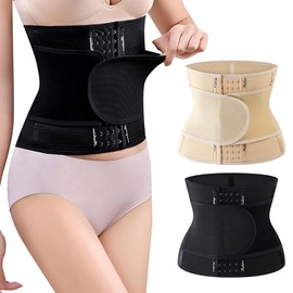 JiaYouLC Adjustable Waist Trainer for Women Tummy Control Trimmer Body Shaper Back Support Postpartum Belt (Black, 2XL)