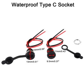 Greluma Pack of 5 Waterproof Type C Female USB C Installation Connector with Nut Fuse Plate