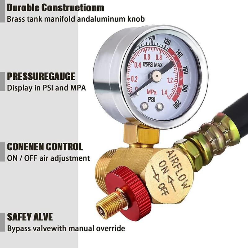 Daiilg 1 Set Air Tank Repair Kit Valve Pressure Gauge