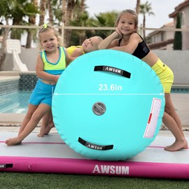 AWSUM 1 PCS Gymnastics Barrel Air Roller Inflatable Tumbling Mat Back Handspring Trainer for Octagon Mat Gym Gymnastics Equipment，No Electric Pump