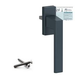 VOOXA Exclusive Aluminium Window Handle Anthracite Grey RAL7016 (35 mm) for Windows, Patio/Balcony Doors Made of Wood, Plastic or Aluminium, Tilt Function, Ergonomic, Comfortable Feel