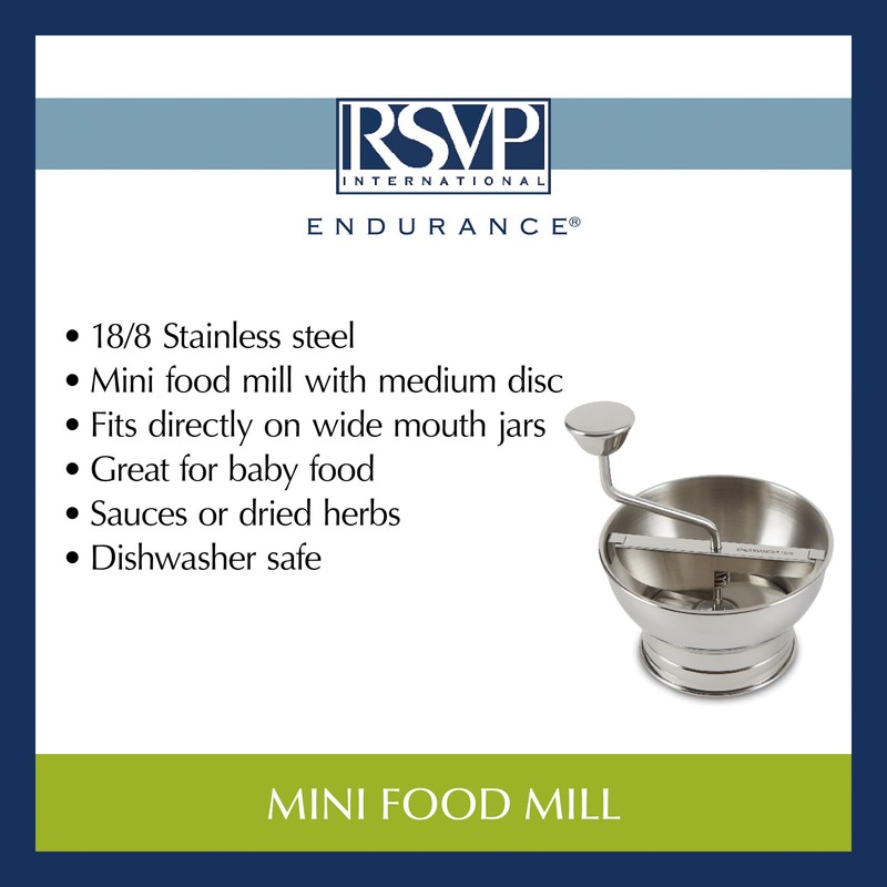RSVP International Endurance Kitchen Tool Collection Stainless Steel Food Mill,