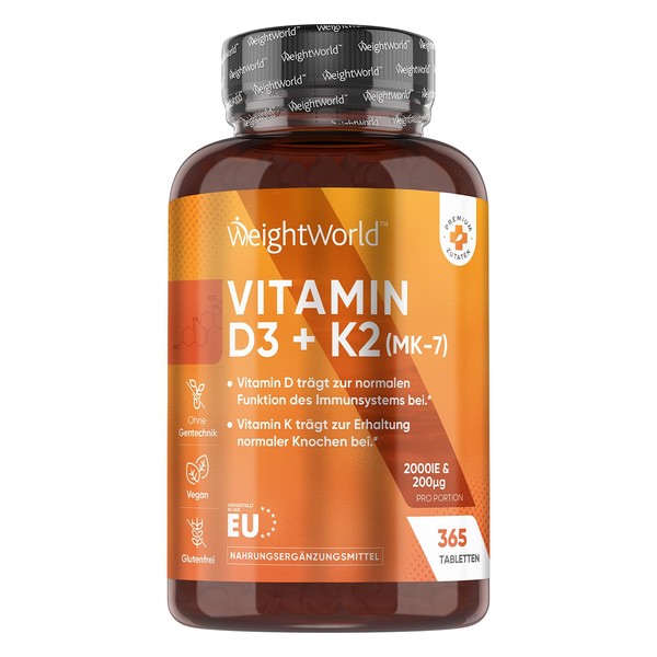 Vitamin D3 K2 (Liposomal) Drops 250 ml - 2000 IU Vegan Vitamin D3 & 75 mcg Vitamin K2 for Bones & Immune System - 5 ml Take Every 2 Days - MK-7 All-Trans 99.7% High Bioavailability - WeightWorld
