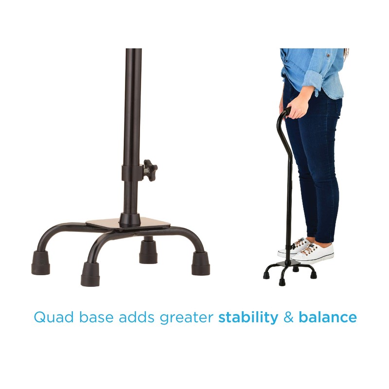 NOVA Medical Heavy Duty Quad Cane with Small Base, Black