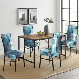 Gibelle Dining Room Chair Covers Set of 6, Stretch Parsons Chair Slipcovers Universal Removable Washable Chair Seat Covers Protector for Dining Room, Kitchen, Hotel and Party, Turquoise, Grey