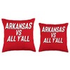 Arkansas vs All Y’all Baseball Throw Pillow