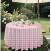SietDESEO 3 Pack Pink Gingham Tablecloth Round 84 x 84