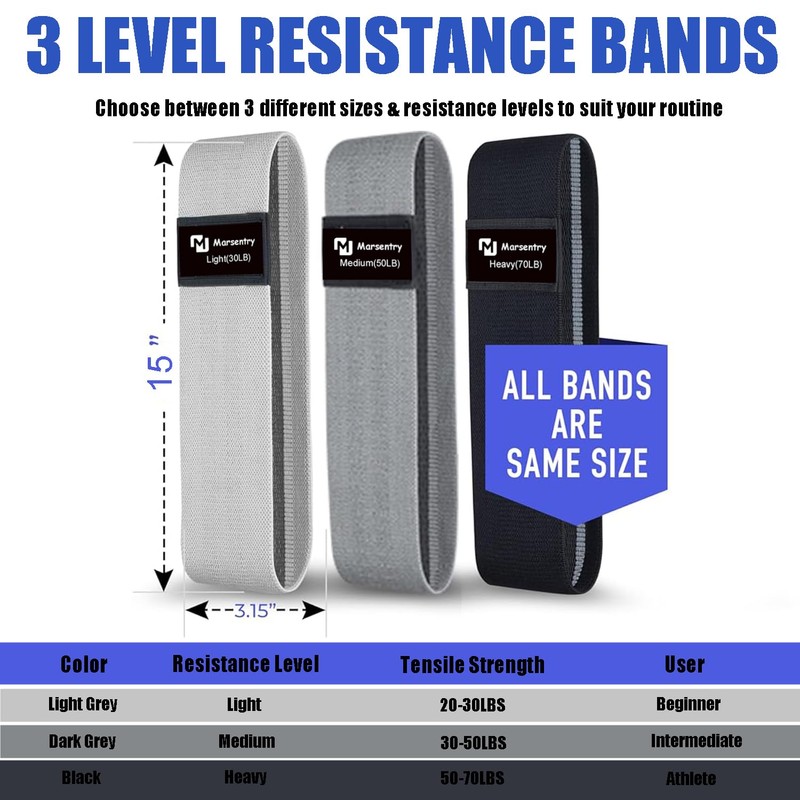 Fabric Hip Resistance Bands Set and Professional Long Non-Latex Elastic