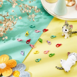 PH PandaHall Colorful Lobster Claw Clasps, 60pcs 6 Colors Alloy Necklace Fastener Hook Bracelet Clips Closures Jewelry Clasp Connectors End Chain Clasps for DIY Waist Chain Jewelry Crafts, 12.5mmx8mm