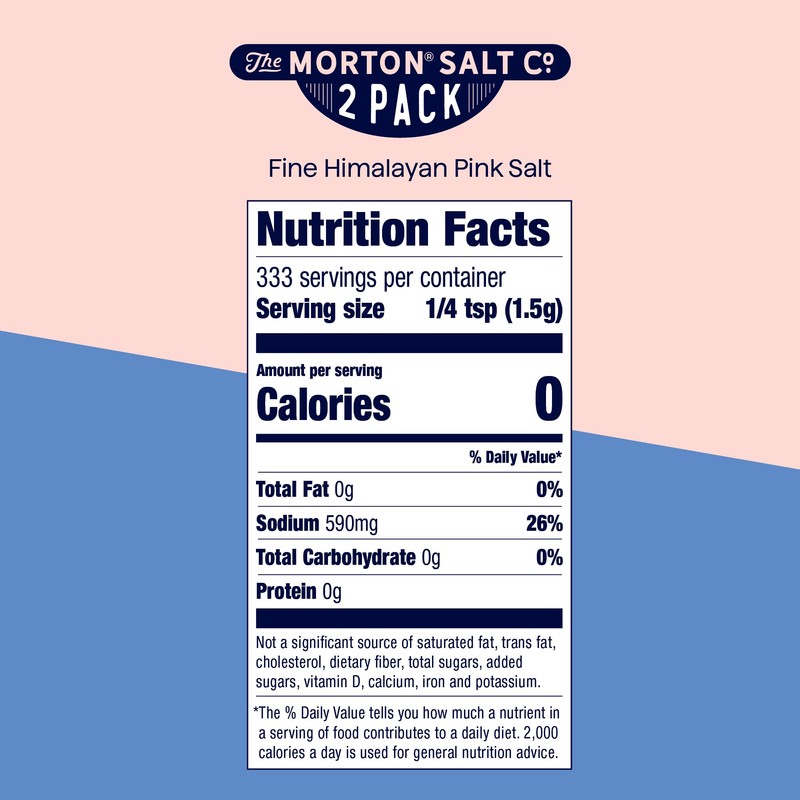 Morton All-Natural Himalayan Pink Salt, Fine, (17.6 oz), 2-Pack, Perfect