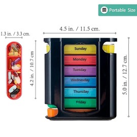 Stackable Daily Pill Organizer(4 Times a Day), Weekly Medication Reminder, Premium Weekly AM/PM Pill Box with 7 Individual Stacking Cases for Vitamins, Medication, Supplements, Fish Oils