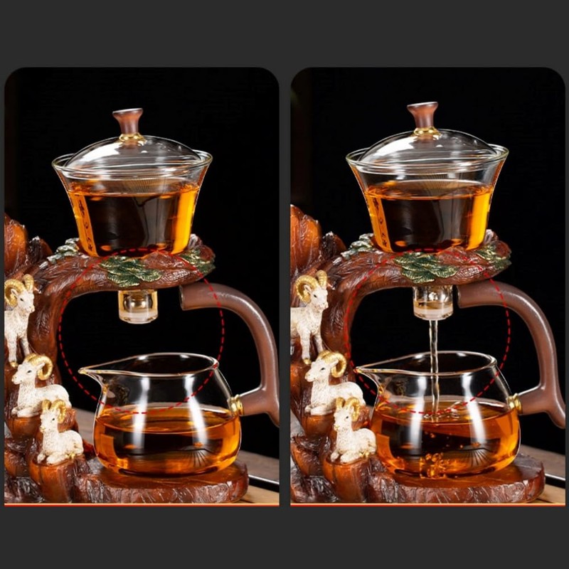 Fire Kirin Glass Teapot Set with Infuser Semi Automatic Tea