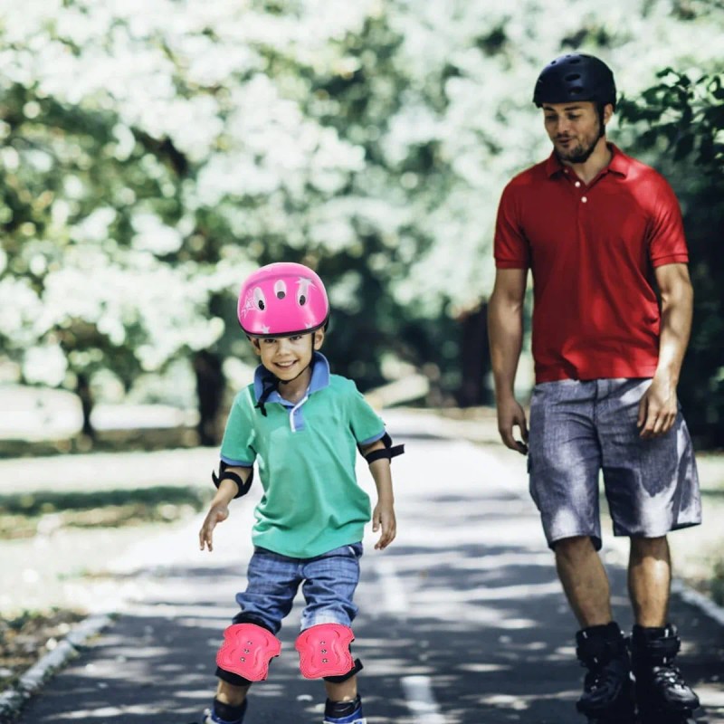 Kit De Protección De Patín Casco Rodillera Codera Para Niños
