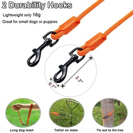 Boswany Long Leash for Small Dogs, 8ft 12ft 20ft 30ft 50ft 65ft 75ft 100ft Reflective Rope Training Lead Removable Padded Handle, Double Ended Dog Tether for Puppies Outside Playing Camping Backyard