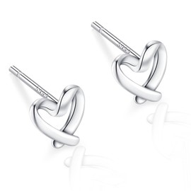 Sterling Silver 999 Heart Hoop Earrings, Solid Silver Tiny Stud Earrings, Hollow Love Hearted Stud, Hypoallergenic Love Heart Jewelry Gifts