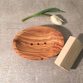 Soap Dish Olive Wood Oval / Soap Holder / Soap Safer, perforated, handmade