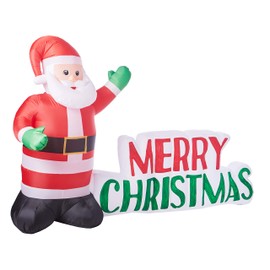 Gemmy Inflatable Merry Christmas Sign w Santa Clause 8.5 Ft. Outdoor Lighted Lawn Yard Holiday Decor