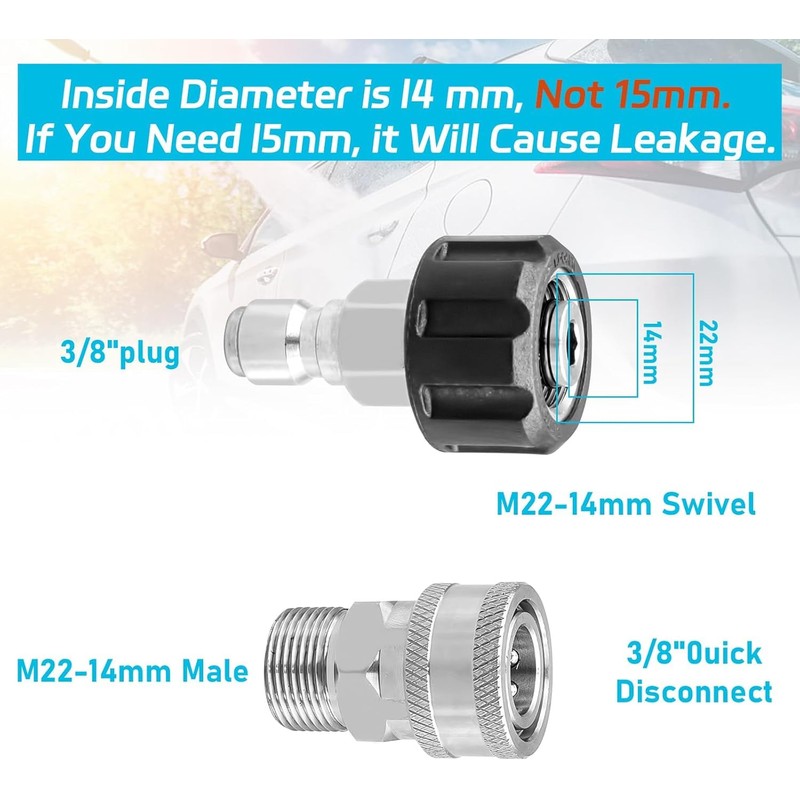 10 Pack Pressure Washer Adapter Set Quick Release Connect Fitting