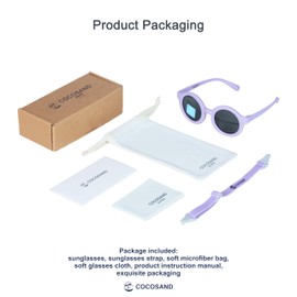COCOSAND Baby Sunglasses with Strap, Polarized UV Protection for 0-24 Months Toddler Infant Newborns Kids Girls Boys Flexible TPE with Soft Silicone Nose Pads, Purple with Grey Lens
