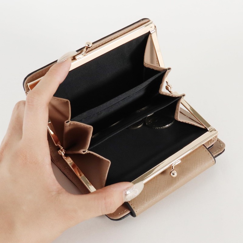 Hirokokoshino Femme Women's Bifold Wallet, Purse Brooch, Compact, Bifold, Silver,