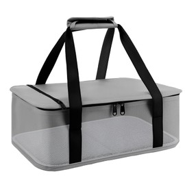 quiheat Insulated Casserole Carrier Bag for Hot or Cold Food, Portable Snackle Bags Keep Contanier Thermal and Cooling, Carrying 11x15 Baking Pan,Travel Picnic Cake Dessert Warmer /Cooler Carriers Boxes, Grey