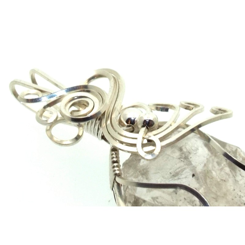Herkimer Diamond Gemstone Sterling Silver Wire Wrapped Pendant