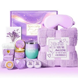 Birthday Gifts for Women Self Care Gifts Get Well Soon Gifts, Ocean Relaxing Spa Gifts Basket Care Package w/ Luxury Flannel Blanket, Unique Mothers Day Gifts for Mom Her Friend Sister Wife Grandma:_Lavender (with blanket & 40oz Insulated tumbler)