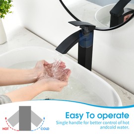 NOHALIPY Black Stainless Steel Vessel Sink Faucet，Matte Black Bathroom Vessel Faucet，Waterfall Black Faucet for Vessel Sink 1 Hole