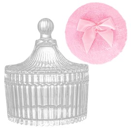 Gsteng Large Body Powder Puffs and Containers, Crystal Clear Powder Container with Soft Power Puffs, Reusable Dusting Powder Case with Washable Velvet Face Body Glitter Puffs Wet and Dry Makeup