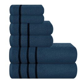 MyOwn Ultra Soft 6 Pack Cotton Towel Set, Contains 2 Bath Towels 28x55 inch, 2 Hand Towels 16x24 inch & 2 Wash Coths 12x12 inch, Ideal Everyday use, Compact & Lightweight - Mineral Blue, 71660