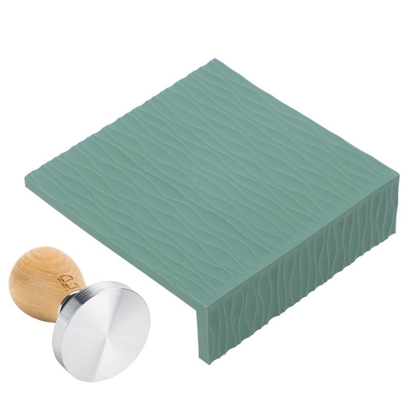 Coffee Tamper Set 58mm Beech Handle Coffee Hammer Embossed Tamping
