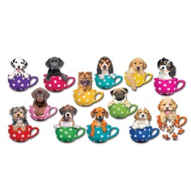 Collections Etc 13 Pups-in-a-Cup Mini Shaped Jigsaw Puzzles