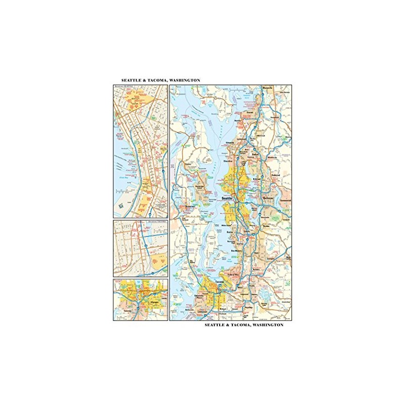 Seattle, Washington Wall Map - 11.5" x 14.5" Paper